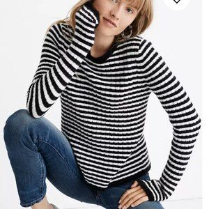 Madewell Black and White Striped Crew Neck Sweater
